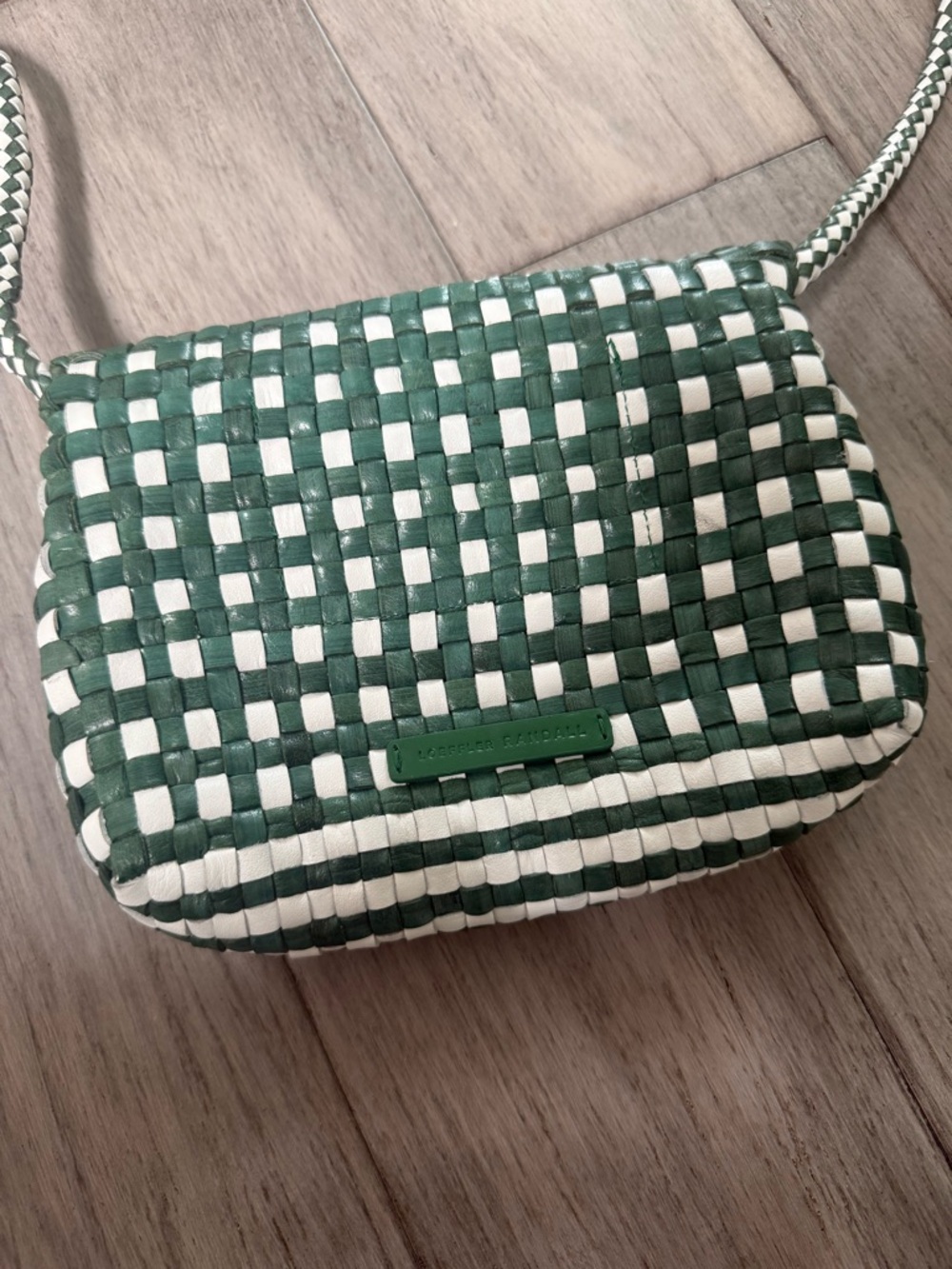 Loeffler Randall Vinnie Green and White Woven Crossbody Bag - Picture 6 of 9